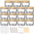 4oz Clear Candle Jars 15 Pack with Bamboo Lids & Wicks