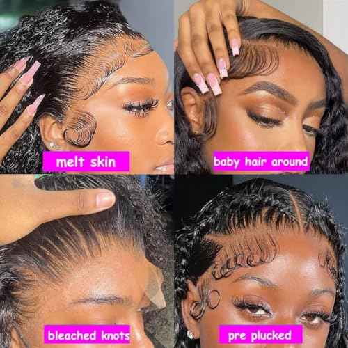 Deep Wave Frontal 13 x 4 HD Transparent Lace Frontals With Bangs Baby Hair 100% Remy Human Hair 150% Density Natural Color (13x4 Lace Frontal- Deep Wave, 20 Inch)