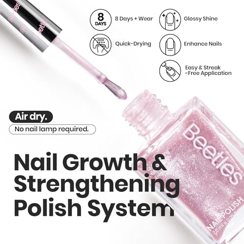 Beetles Pink Glitter Nail Polish Set, 6-Color Quick Dry Kit