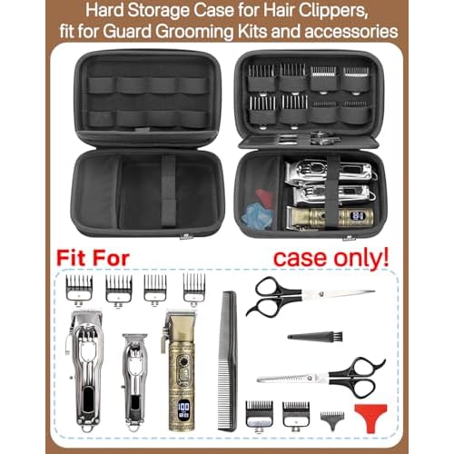 RAIACE Hard Storage Case Compatible with Hair Clippers, Protective Carrying Bag for Barber Accessories/for Guard Grooming Kits. (case only) - Black