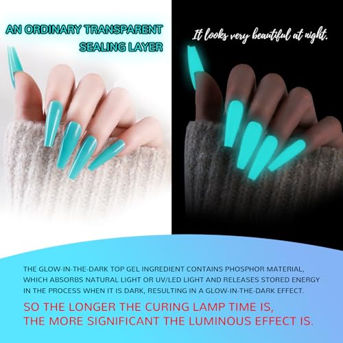 U-Shinein Glow in the Dark Gel Top Coat - No Wipe Luminous UV Gel Polish