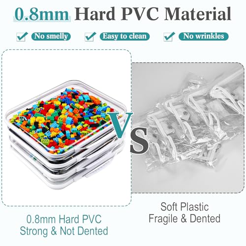 Sanwuta 4 Pcs Clear Hard Zipper Case with Handle Office Storage Cases Hard Plastic Pouches Transparent Bins for Crafts, Snacks, Cosmetics, Puzzles(13.8 x 11.8 x 2 Inches,White)