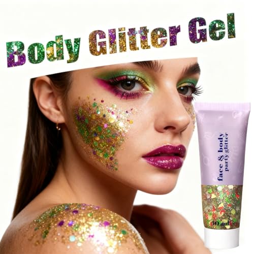 Sulily Christmas Body Glitter Gel Red Green White – Holographic Face & Body Sparkle