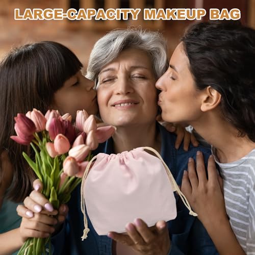 uxcell 2-Pack Canvas Drawstring Makeup Bags - Travel Cosmetic Organizers