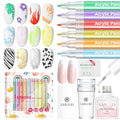 Saviland 12 Colors Nail Art Pens Set for Gel Polish with French Manicure Kit 4PCS French Tip Nail Tools & & French Nails