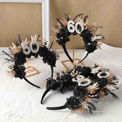Black 40th Birthday Headband - 40th Birthday Crown for Her Gifts Ideas for Women Friends 40 Years Old Party Accessories