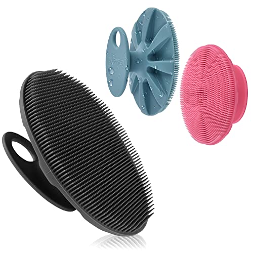 INNERNEED Silicone Body Cleansing Brush with Facial Scrubber, Soft Silicone Shower Scrubber, Gentle Exfoliating Brush, Promotes Blood Circulation, Relieves Stress