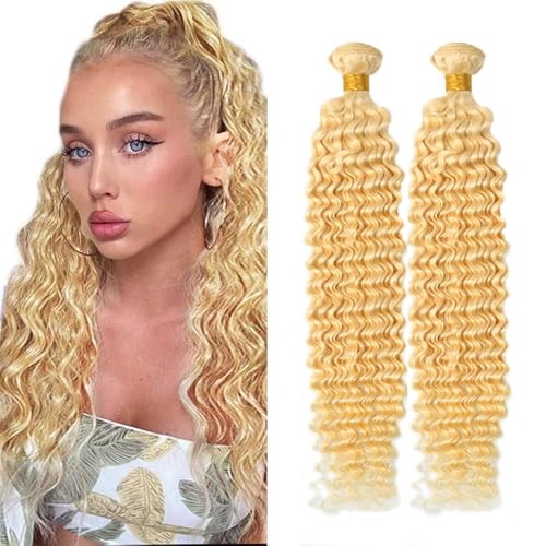 613 Blonde Deep Wave Hair Bundles - 220g Brazilian Remy Hair