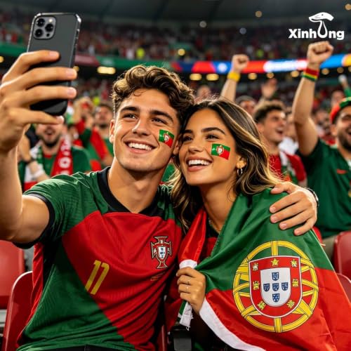 Portugal Flag Temporary Tattoos - 40 Pcs Waterproof Set