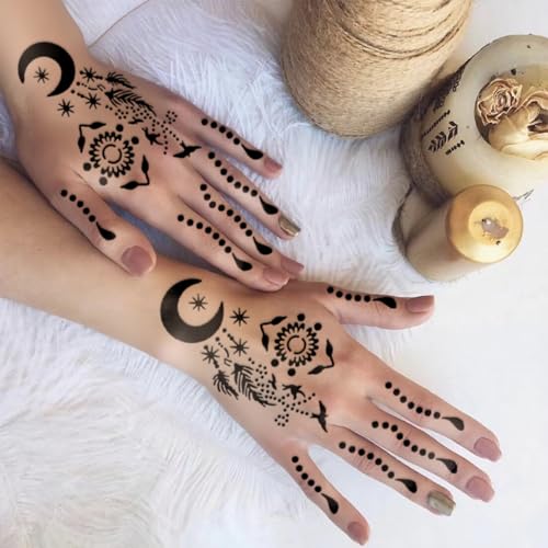 16 Sheet Henna Tattoo Stencil Kit, 180+ Designs, Reusable
