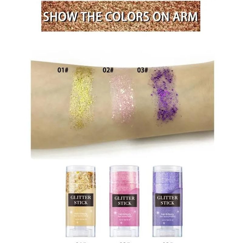 Body Glitter Stick - Waterproof Face & Hair Gel Makeup