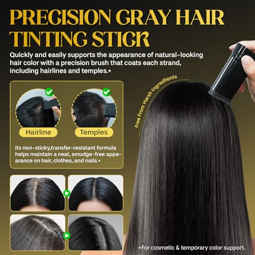 Hair Color Stick - 2-in-1 Gray Coverage & Styling Solution (Black)