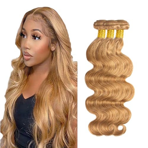 #27 Honey Blonde Body Wave Human Hair Bundles - 16, 18, 20 Inch