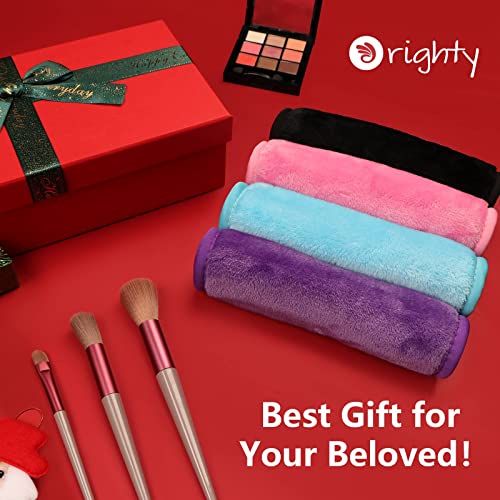 Orighty Makeup Remover Cloths Pack of 4, Reusable Microfiber Facial Cleansing Cloths, Remove Instantly Dirt, Makeup&Waterproof Mascara with Just Water, 15.5 x 7.5 in, Blue/Purple/Black/Pink