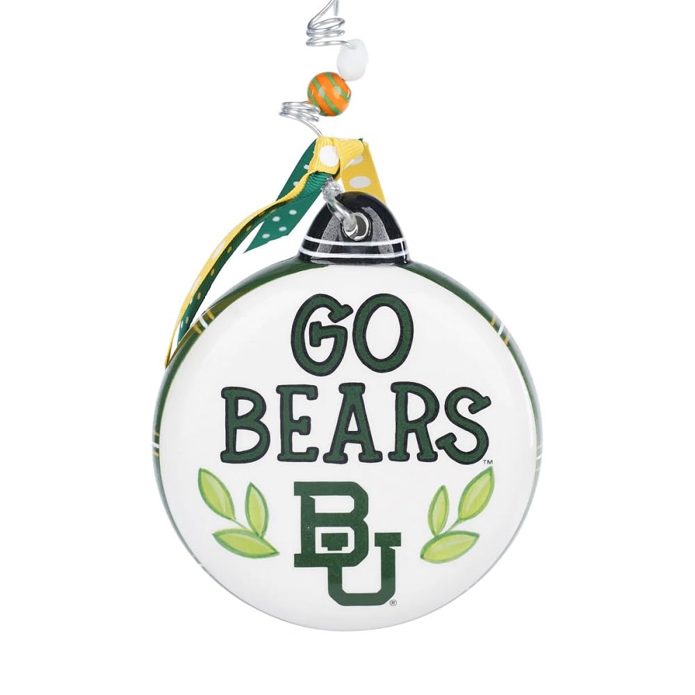 Glory Haus, Collegiate Ceramic Christmas Puff Ornaments - Hand Painted - Celebrate Your Favorite College (Baylor)