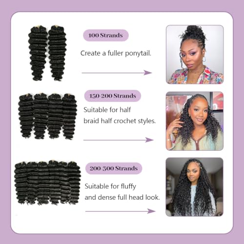 Deep Wave Crochet Hair Extensions 115g 16 Inch Human Hair Knotless Braids