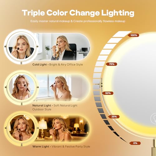 30X Dual-Sided LED Makeup Mirror with Lights - Adjustable & Rotating