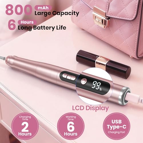 Cordless Nail Drill 35000RPM with LCD Display