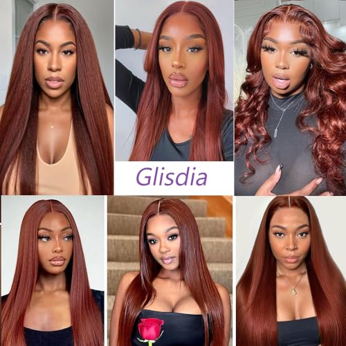 Glisdia 4x4 HD Swiss Lace Closure 12A Brazilian Virgin Human Hair 18 Inch Color 33