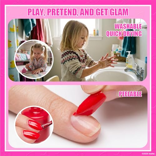 Barbie Cosmetic Makeup Set for Girls with Super Sparkly Lip Gloss Nail Polish and Nail Stickers 11 Pieces, Perfect for Parties Sleepovers Makeovers, Birthday, Ages by Townley Girl