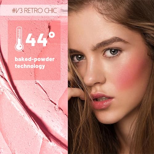 Multi Texture Heart Blush Cream, Liquid, Powder & Jelly Blushl for Cheeks,Beauty-Matte & Natural Finish Cheek Tint & Blush Palette (V3 Retro Chic)