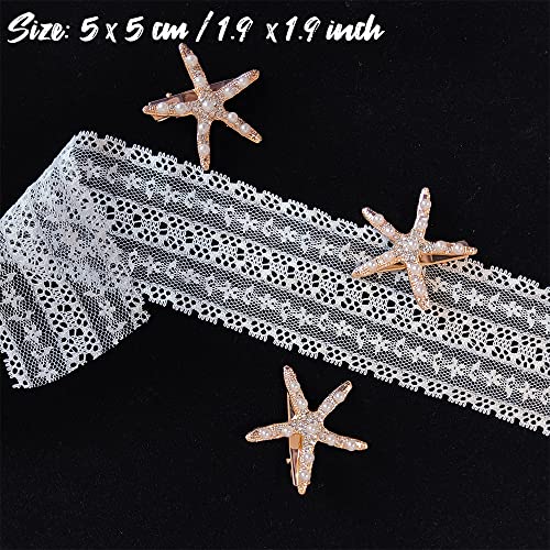 Starfish Hair Clip Bridal Flower Girl Accessories for Wedding (Gold-10PCS)