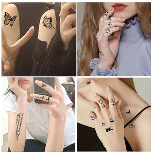 60Sheets Temporary Tattoos Stickers Small Tattoos Women Men Finger Hands Tiny Mini Fake Tattoos Stickers Waterproof Body Art for Adult Neck Arms Legs Shoulder Back