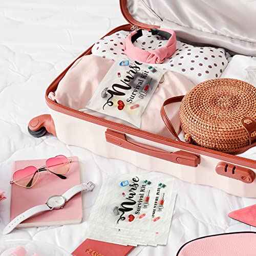 Oudain 60 Pcs Nurse Survival Kit Bag Nursing Makeup Bags Multi Purpose Cosmetic Pouches for Girls Women Travel Supplies, 7.87 x 5.91 Inches(White)