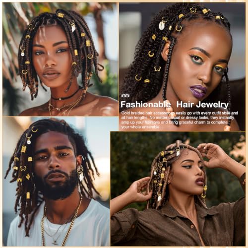 320pcs Gold Hair Jewelry Set for Braids, Locs & Dreadlocks