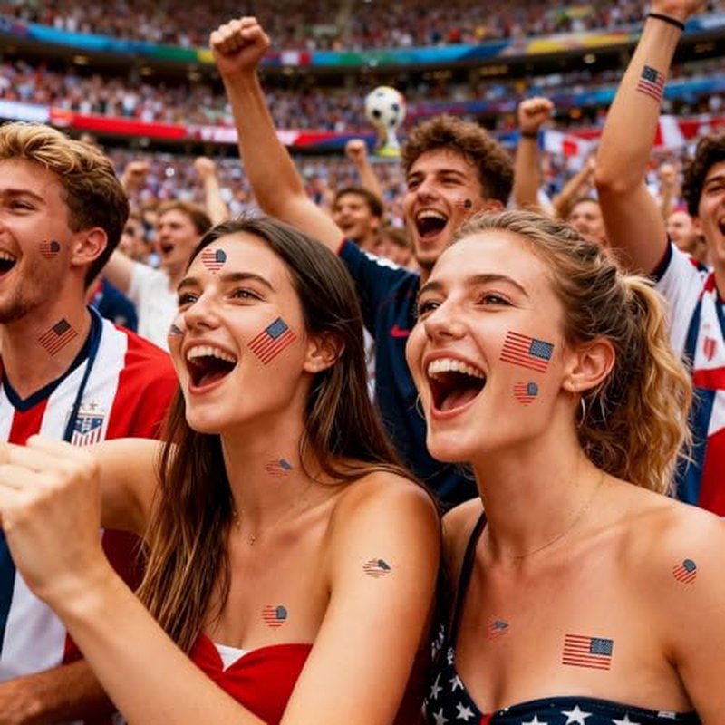 10 Sheets American Flag Temporary Tattoos for Soccer Fans
