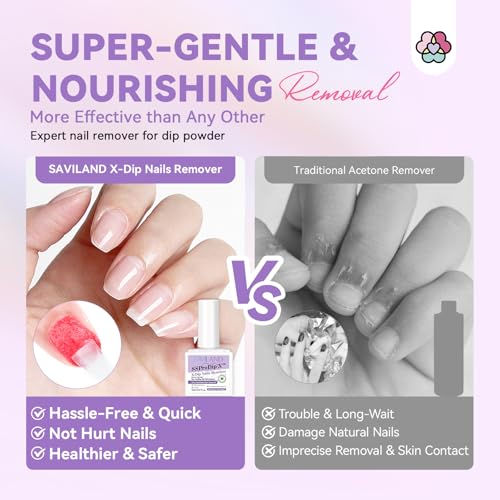 SAVILAND Dip Powder Nail Remover Kit with Cuticle Oil & File Tools