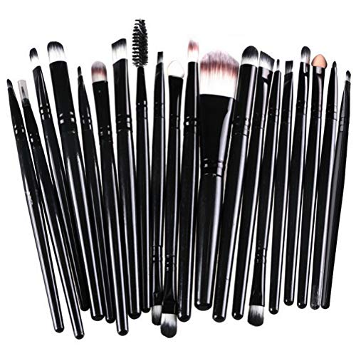 20-Piece Makeup Brush Set with Travel Case - Professional Face and Eye Brushes