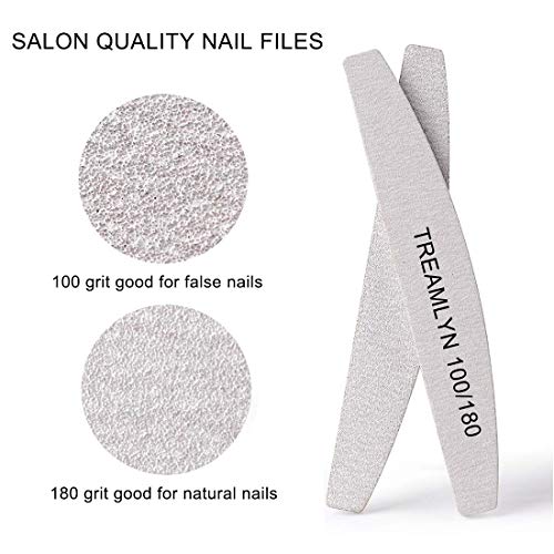 10 Pcs Heavy Duty Nail Files Set - 100/180 Grit Double Sided Emery Boards for Natural & Acrylic Nails - Pack of 1 - Home & Salon Use