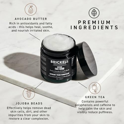 Brickell Men's Renewing Face Scrub | Deep Exfoliating Facial Cleanser