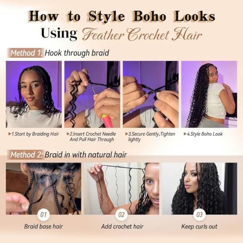 Feather Crochet Hair for Black Women - 18 Inch Deep Wave Braids