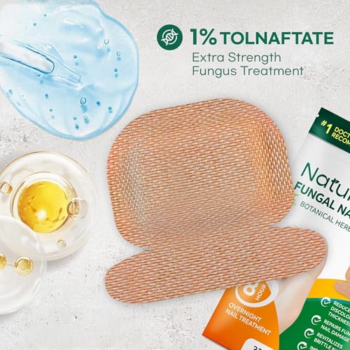 Natural Vine Toenail Fungus Treatment Patches - Extra Strength 1% Tolnaftate, 32 Patches for Overnight Renewal