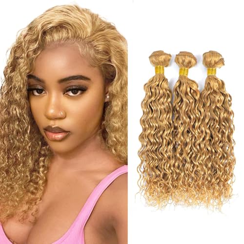 #27 Honey Blonde Water Wave Human Hair Bundles - 22 Inch