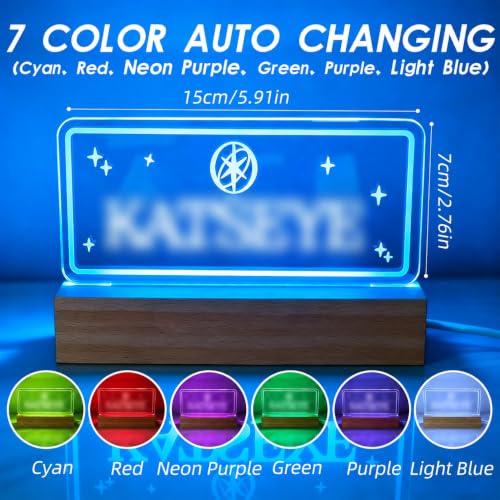 7-Color LED Neon Night Light with USB & Wood Base