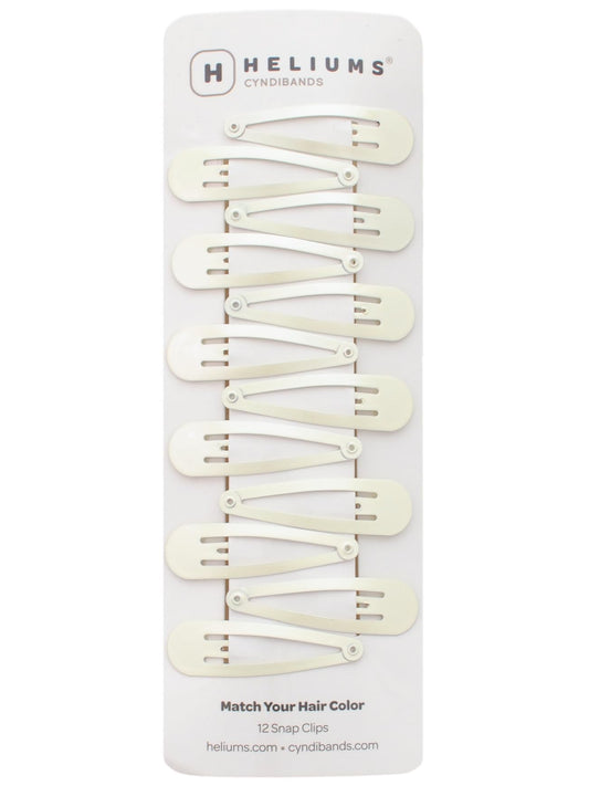 Heliums 2 Inch Snap Clips - Platinum Off-White - Metal Hair Barrettes for Women, Thin Hair and Kids, Metallic Finish Blends with Hair Color - 12 Count