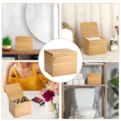 Bamboo Face Towel Holder with Lid - Bathroom Storage Box