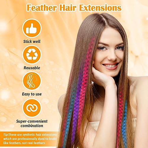 65 Pcs Hair Feather Extensions Kit with Tools - 13 Colors