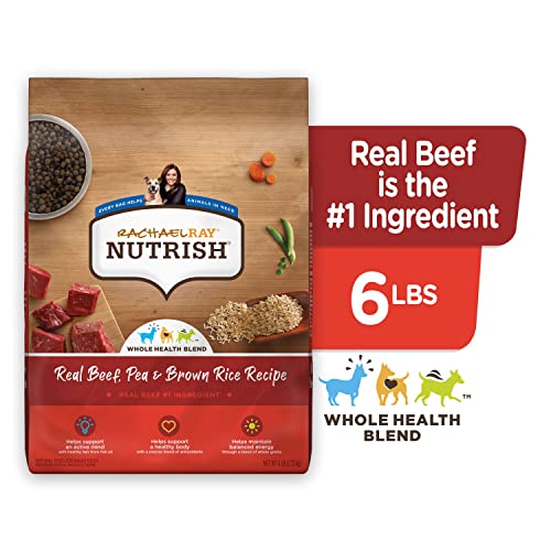 Rachael Ray Nutrish Premium Natural Dry Dog Food with Added Vitamins, Minerals & Taurine, Real Beef, Pea, & Brown Rice Recipe, 6 Pounds (Packaging May Vary) (Pack of 2)