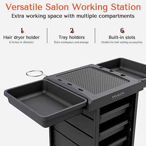 TASALON 6-Tray Rolling Salon Trolley Cart