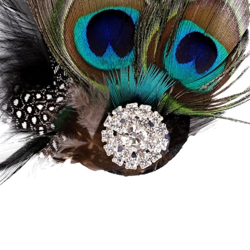 Song Qing Fascinator Hair Clips Peacock Feather Hair Clip Pin for Women Brides Bridesmaids