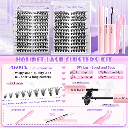 432 Pc Cat Eye Lash Clusters Kit with Glue & Tools