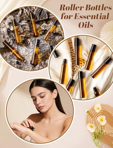 Essential Oil Roller Bottles 10ML Glass Amber 20-Pack