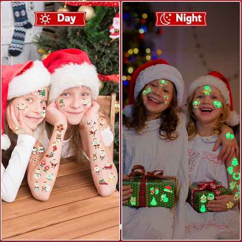 150PCS Luminous Christmas Tattoos for Kids, Christmas Accessories, 150 Kinds of Glow in the Dark Xmas Temporary Tattoos, Stocking Stuff Xmas Supplies for Kids, Xmas Goodie Bag Candy