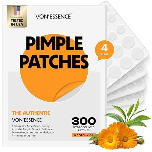 300 Pimple Patches ? Hydrocolloid Zit Stickers with Salicylic Acid, Tea Tree & Calendula | Helps Reduce Visible Blemishes ? Gentle, Overnight Skin Care