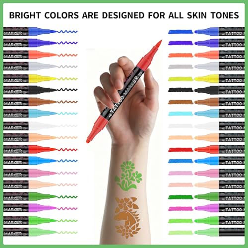 Temporary Tattoo Markers 18 Colors with 96 Stencils