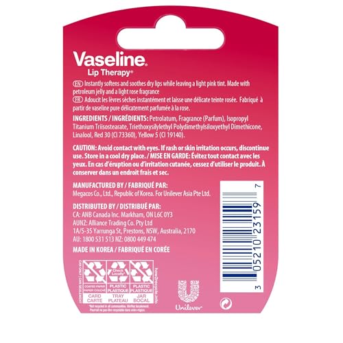 Vaseline Lip Therapy Lip Balm Mini, Rosy, 0.25 oz